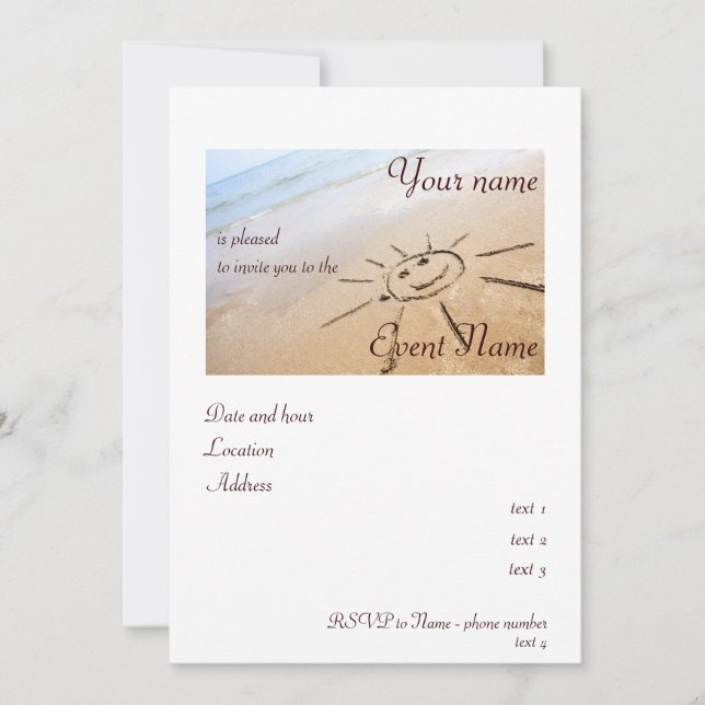 Invitación El Sol En La Playa (Anverso)
