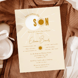 Invitación El Sol Rústico Aquí Viene El Baby Shower Del Hijo