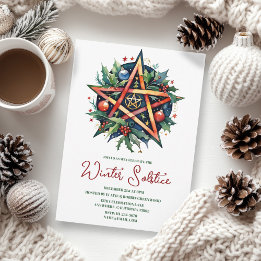 Invitación El solsticio de invierno Holly Yule Pentacle Pagan
