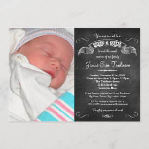 Invitación El sorbo de la pizarra de la foto del bebé y ve al