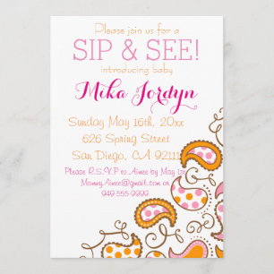 Invitación El sorbo del bebé de Paisley y ve