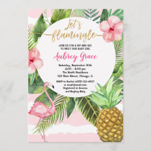 Invitación El sorbo del verano y ve, reunión rosada del oro