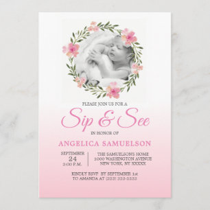 Invitación El SORBO floral del rosa de la guirnalda y VE la