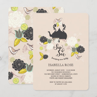 Invitación El sorbo floral elegante de los pájaros de las
