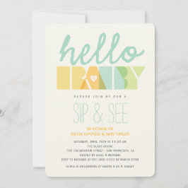 Invitación El sorbo moderno del verde hola y ve Baby Shower