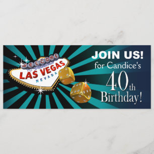 Invitación El Starburst de Las Vegas 40 cumpleaños oro verde 