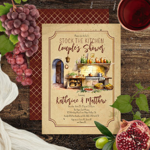 Invitación El stock de cocina italiana en la ducha de la pare