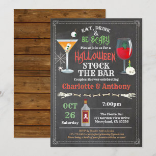 Invitación El stock de Halloween las parejas del bar duchan l