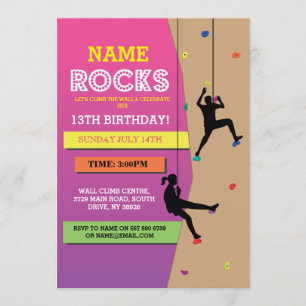 Invitación El subir de la pared de la fiesta de cumpleaños de