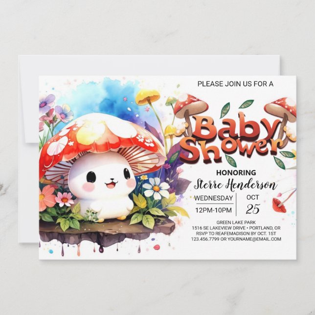 Invitación El sueño Baby Shower de la Expedición de los hongo (Anverso)