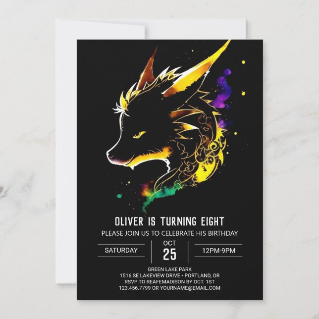 Invitación El sueño de cumpleaños de Dragón (Anverso)