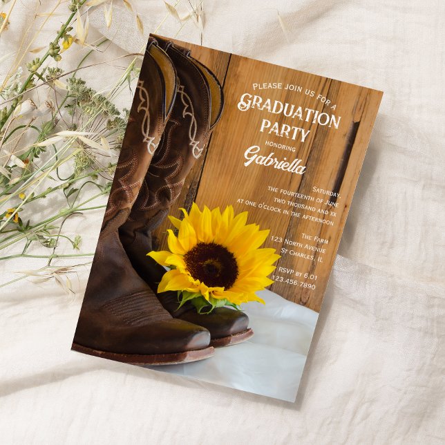 Invitación El Sunflower Boots Country Western Graduation Part (Subido por el creador)