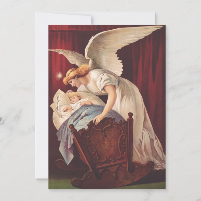 Invitación El susurro de ángel cerca de la cuna (Anverso)
