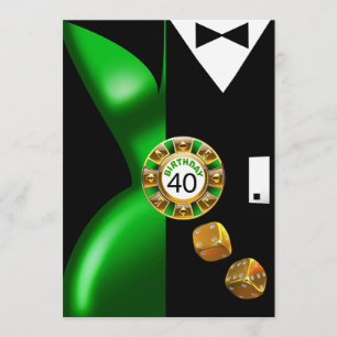 Invitación El Swank Art Deco de Las Vegas 40 cumpleaños negro