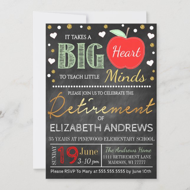 Invitación El tablero de la jubilación de los profesores tien (Anverso)