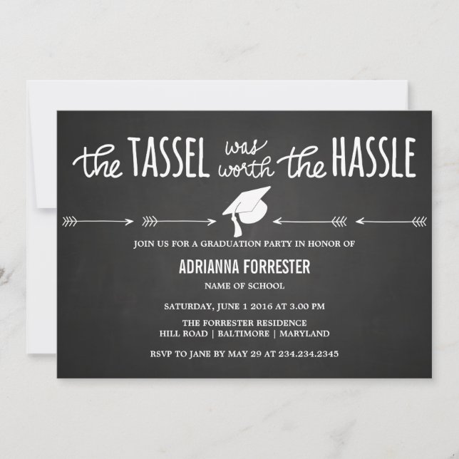 Invitación El Tassel Valía La Cuta De Los Chalkboard (Anverso)