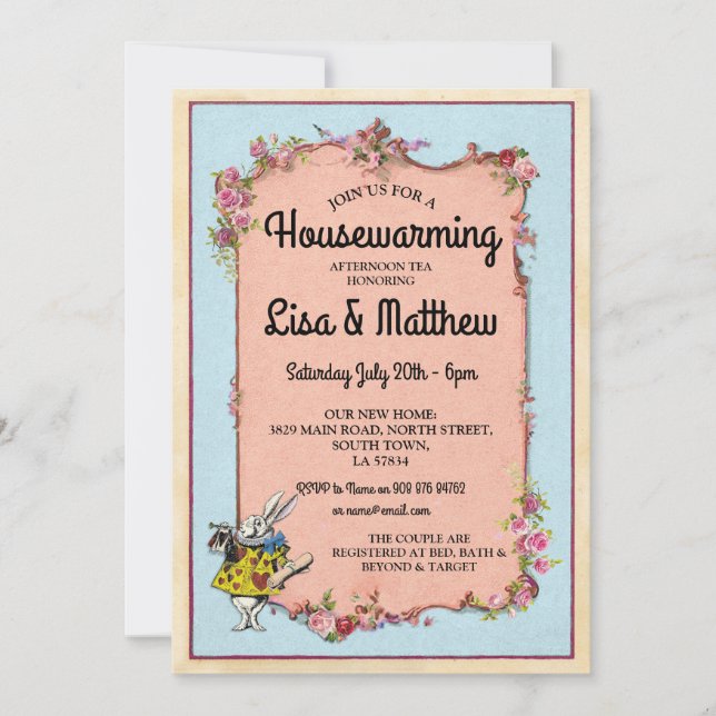 Invitación El té del conejo del país de las maravillas del (Anverso)