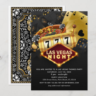 Invitación El tema de Las Vegas Fiesta Black Gold
