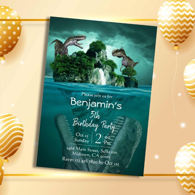 Invitación El tema de los dinosaurios es simple y moderno en  (Subido por el creador)