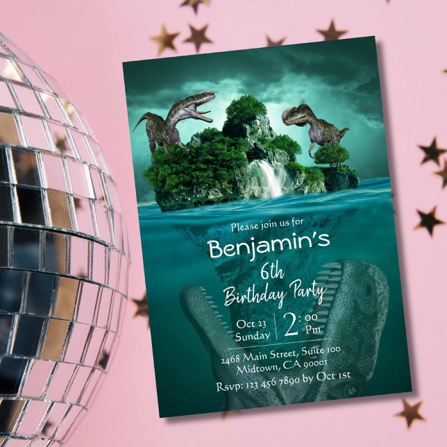 Invitación El tema de los dinosaurios es simple y moderno en  (Subido por el creador)