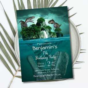 Invitación El tema de los dinosaurios es simple y moderno en