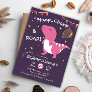 Invitación El tema de los dinosaurios Stomp, Chomp & Roar! Cu