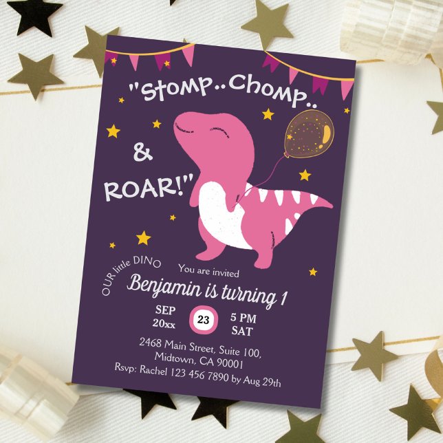 Invitación El tema de los dinosaurios Stomp, Chomp & Roar! Pr (Subido por el creador)