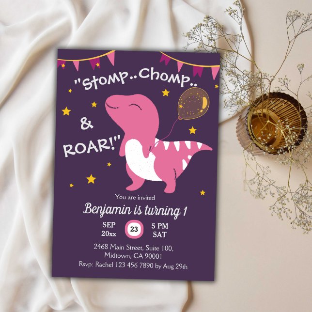 Invitación El tema de los dinosaurios Stomp, Chomp & Roar! Pr (Subido por el creador)