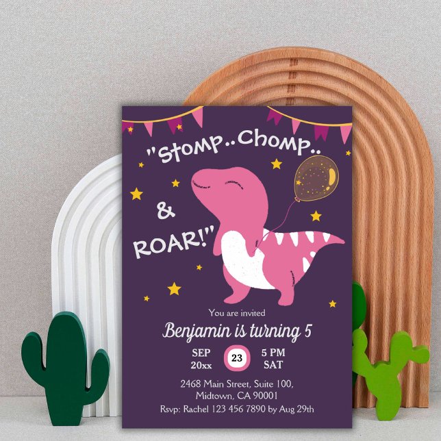 Invitación El tema de los dinosaurios Stomp, Chomp & Roar! Qu (Subido por el creador)