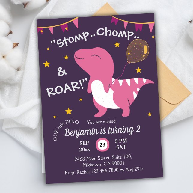 Invitación El tema de los dinosaurios Stomp, Chomp & Roar! Se (Subido por el creador)