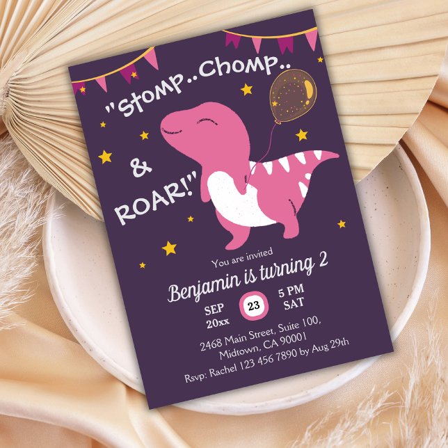 Invitación El tema de los dinosaurios Stomp, Chomp & Roar! Se (Subido por el creador)