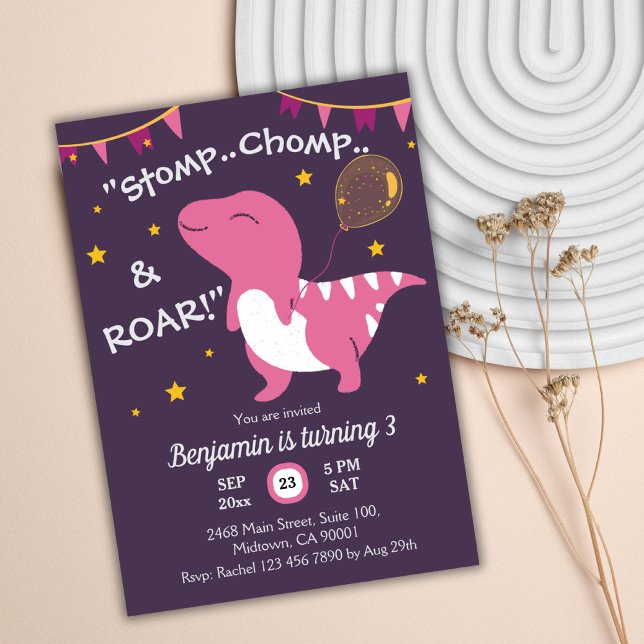 Invitación El tema de los dinosaurios Stomp, Chomp & Roar! Te (Subido por el creador)