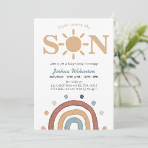 Invitación El tema del Boho aquí viene la ducha de bebé