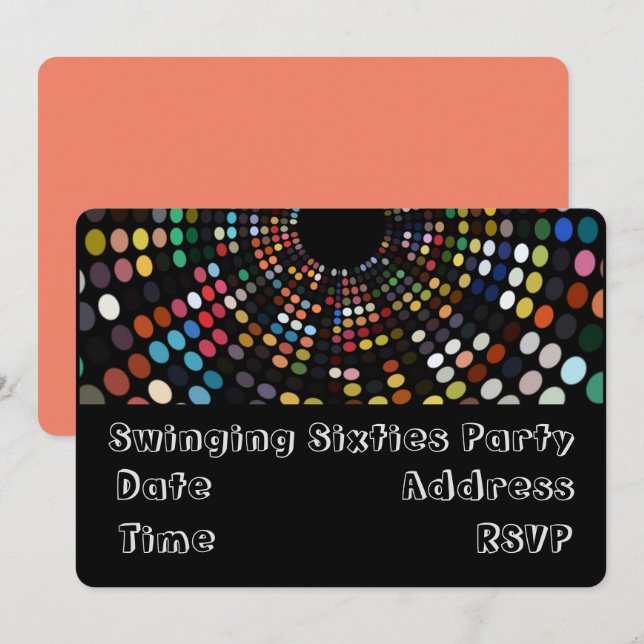 Invitación El tema del fiesta retro de los años 60 (Anverso / Reverso)