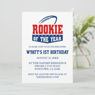 Invitación El tema del fútbol "Rookie" del año 1° cumpleaños
