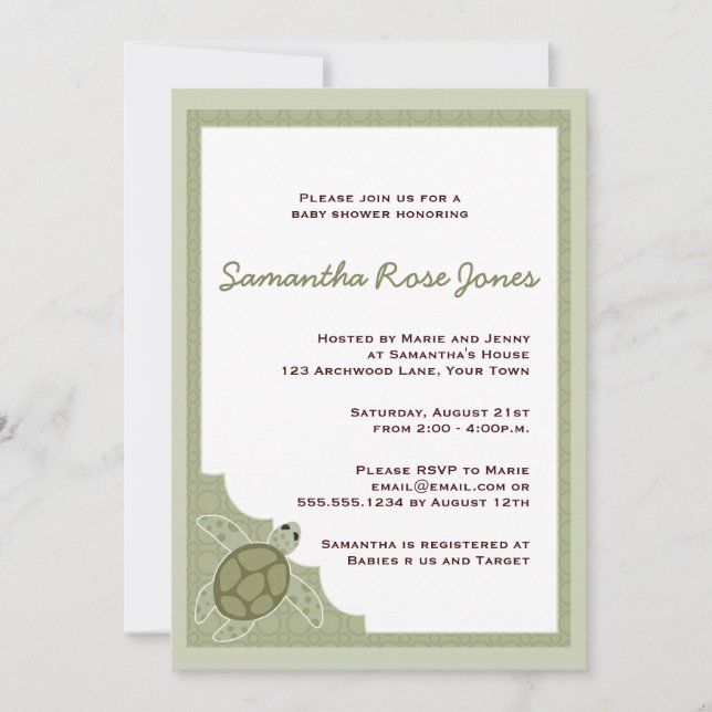 Invitación El tema del océano mate Baby Shower - Verde (Anverso)