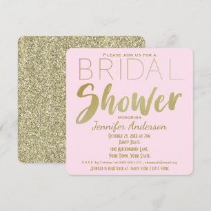 Invitación El tema del oro y el glamour rosa: ducha de novias