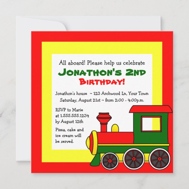 Invitación El tema lindo del tren embroma el cumpleaños - (Anverso)