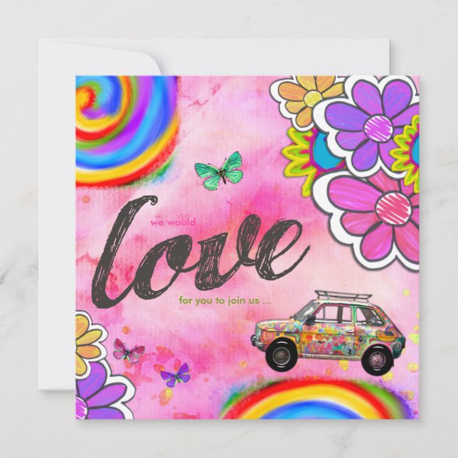 Invitación El teñido anudado del hippy de la CROMATOGRAFÍA (Anverso)