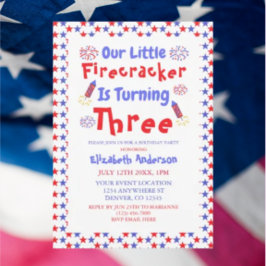 Invitación El tercer cumpleaños de Little Firecracker