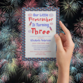 Invitación El tercer cumpleaños de Little Firecracker