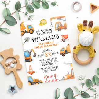 Invitación El tercer Fiesta de cumpleaños de la construcción