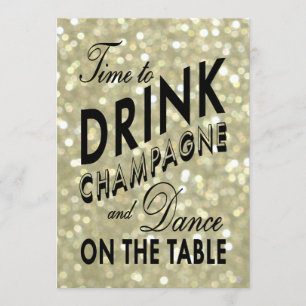 Invitación El tiempo del Año Nuevo del oro para beber la