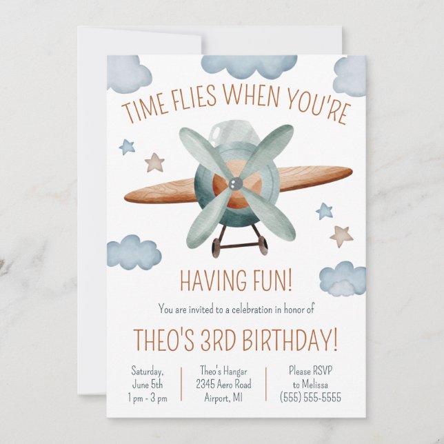 Invitación El tiempo vuela cuando estás teniendo un avión div (Anverso)
