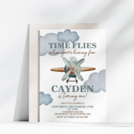 Invitación El tiempo vuela Primer cumpleaños de avión