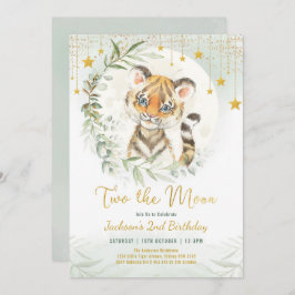 Invitación El tigre de oro verde en la luna segundo cumpleaño