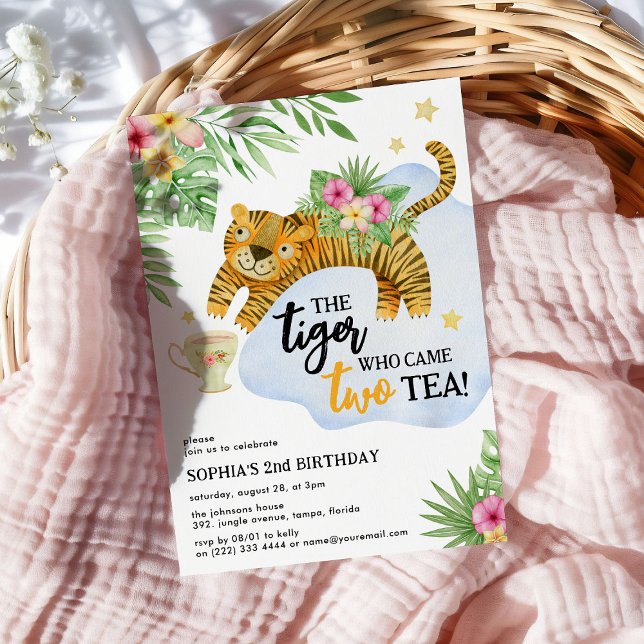Invitación ¡El tigre que vino DOS té! Segundo cumpleaños (Subido por el creador)