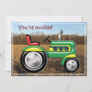 Invitación El tractor fabuloso en el campo invita