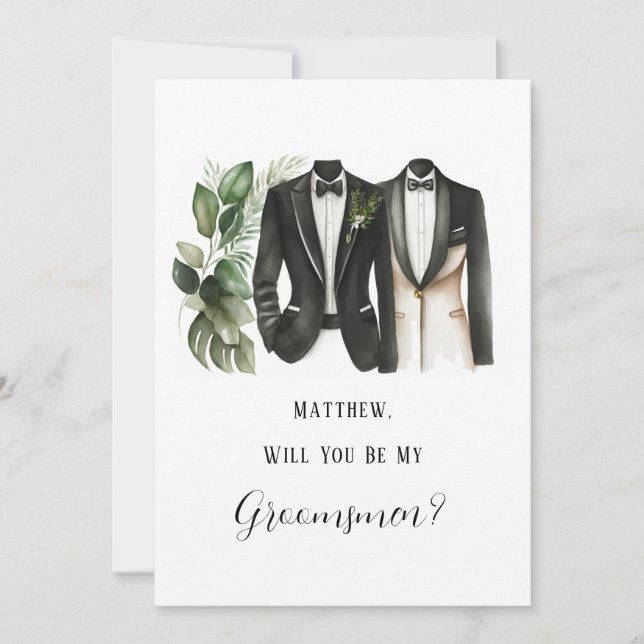 Invitación El traje y la flor del hombre serán mis padrinos (Anverso)