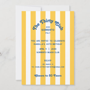 Invitación El Treinta Club Amarillo Cabana 30 Fiesta de cumpl